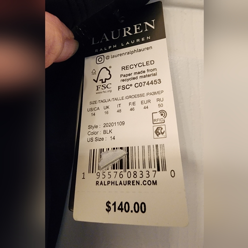 Lauren Ralph Lauren Sculpting Solid Modern V Neck One Piece Black Size 14 - Picture 10 of 11